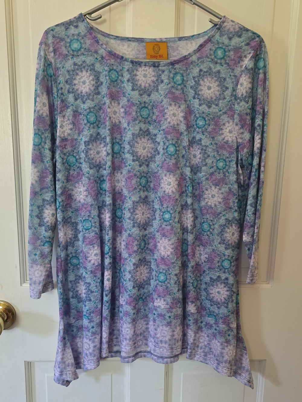 Ruby Rd. Blue & Purple Medallion Print Tunic A Line Cut Size M